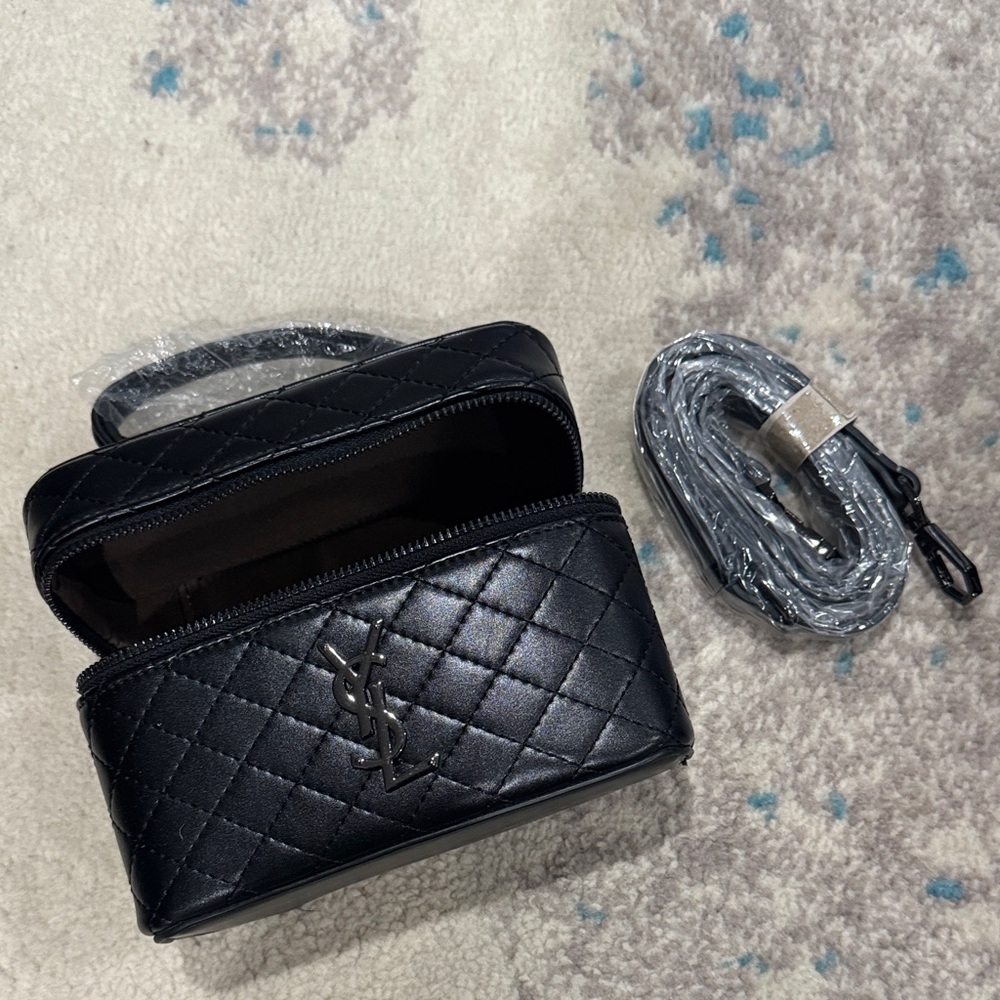 Designer style Black Quilted Leather Shoulder Bag